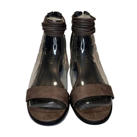 Toetos Womens Ivy_01 Fashion Block Heeled Sandals Size 10 Taupe Zip Back - Picture 5 of 16